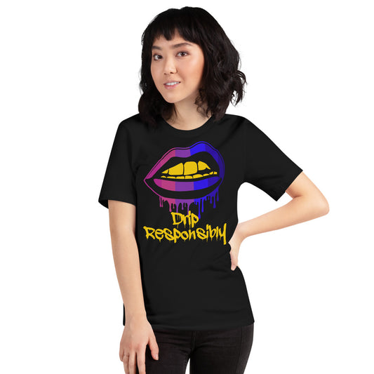 Woman Short-Sleeve Drip Lip T-Shirt