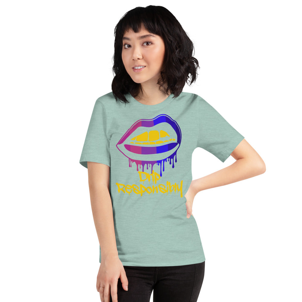 Woman Short-Sleeve Drip Lip T-Shirt
