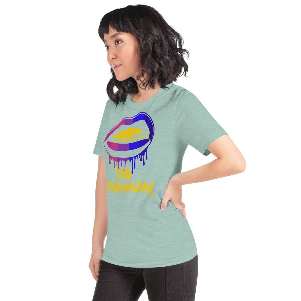 Woman Short-Sleeve Drip Lip T-Shirt