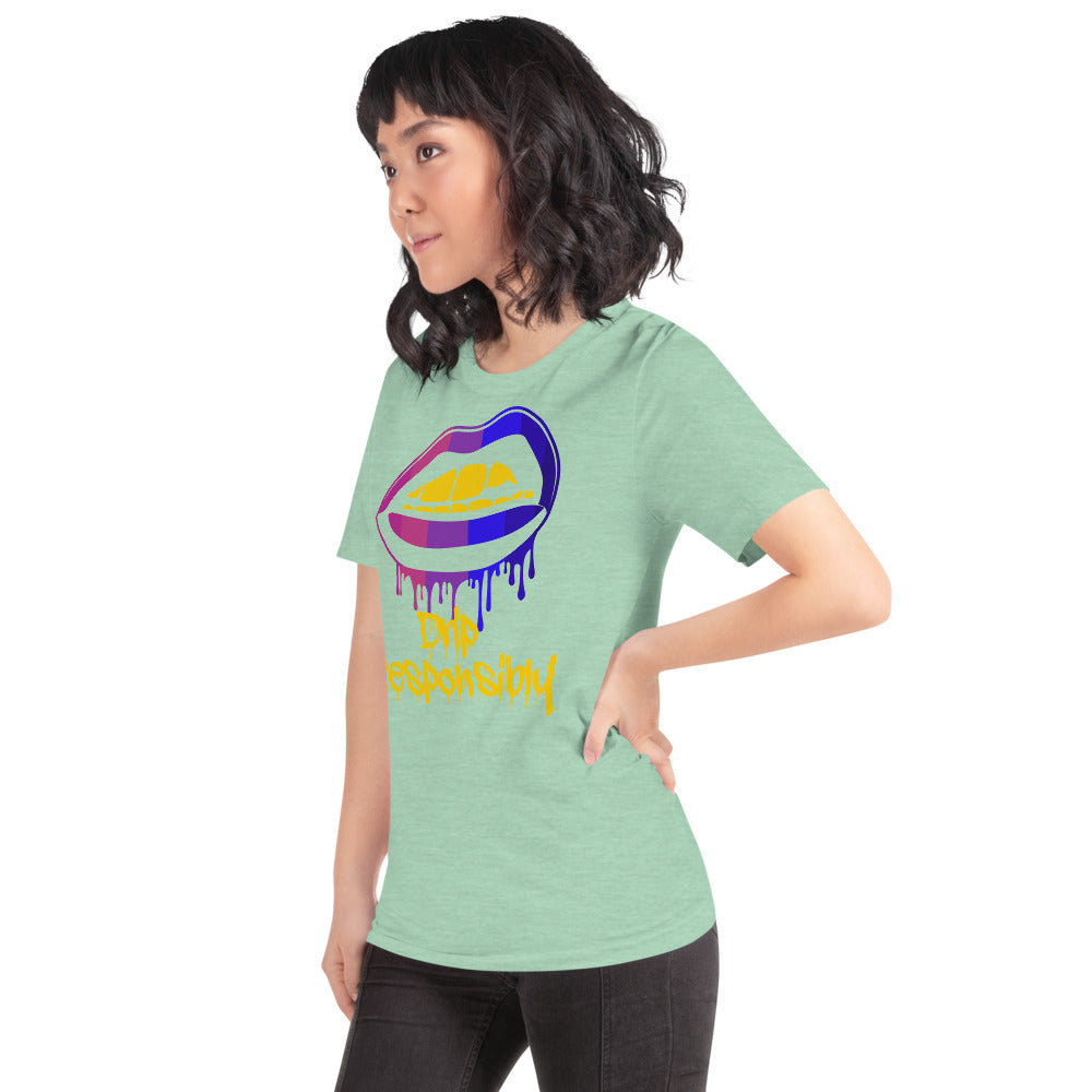 Woman Short-Sleeve Drip Lip T-Shirt