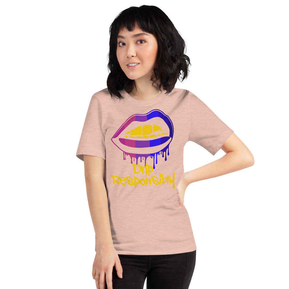 Woman Short-Sleeve Drip Lip T-Shirt